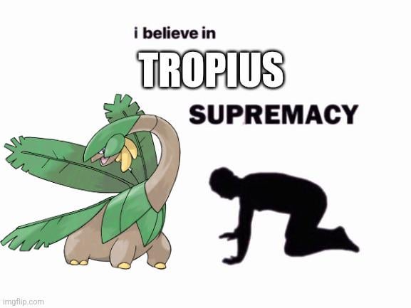 Even though it has quite a few weaknesses I still really like Tropius. It's honestly one of my favorite single stage evolutions in Pokemon