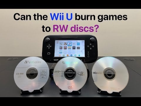 We've found that the Wii U can burn eShop games to DVD-RAM and Blu-ray (BD-RE). I've tested all "R" discs from CD-R to BD-R, and none of those work. The only thing left to try are the various "RW" discs: CD-RW, DVD-RW, and DVD+RW.