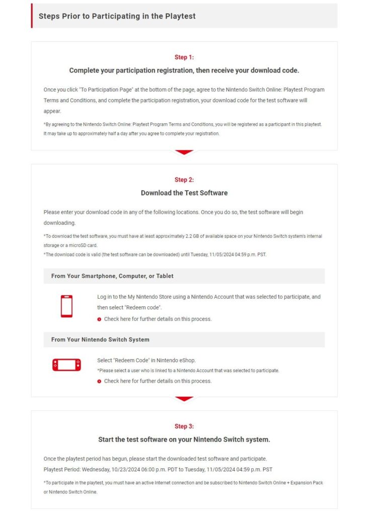 Nintendo Switch Online: Playtest info updated. Selected users can now start downloading the playtest.