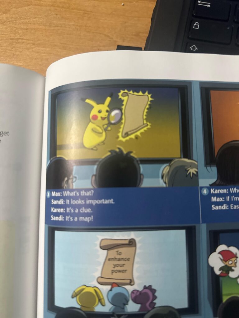 My English textbook has Pikachu  in it