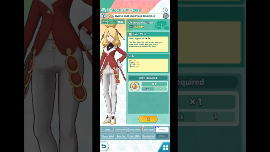 Sygna Suit Cynthia EXR unlocked | Pokemon Masters EX