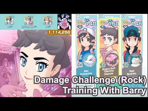Pokemon Masters EX - 1.1M with SS Diantha in Damage Challenge: VS Barry (Rock Weakness Solo/3v1)