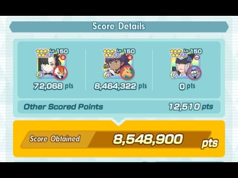 Pokemon Masters EX - 8,548,900 pts Damage Challenge Fire Type 3v3 (no crazy Skill Gears)
