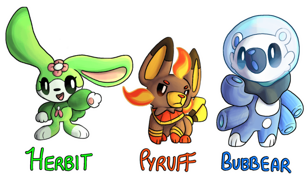 Working on my region's starter designs!