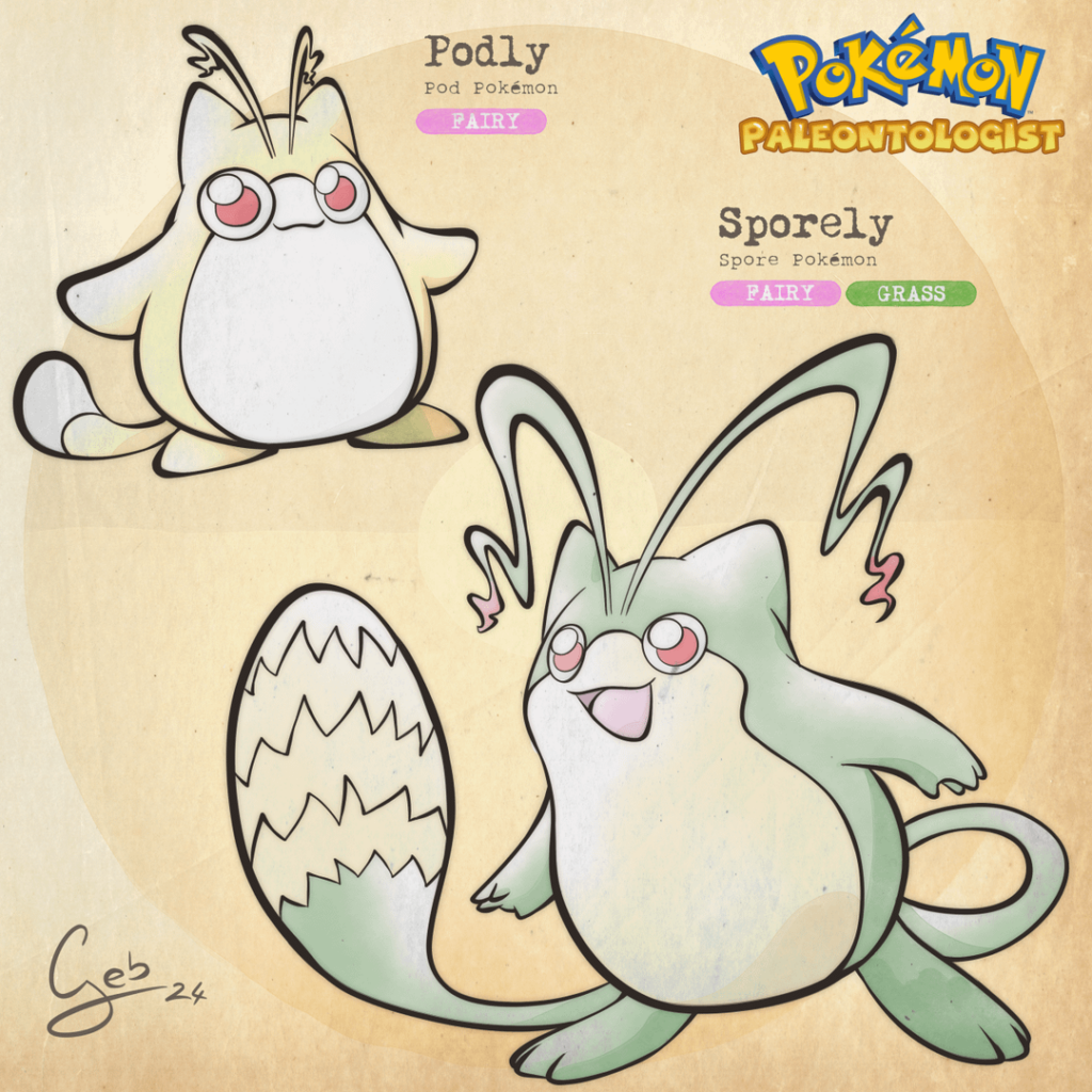Some sort of Grass-type Fairy Pokémon from the ancient past (Dex in the comments)
