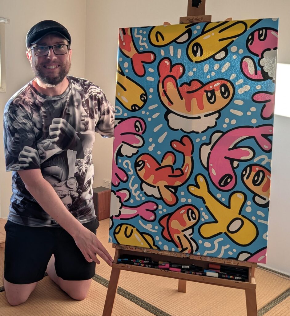 I painted (copied) Tatsugiri 186/167 onto 36" canvas using acrylic paint pens.