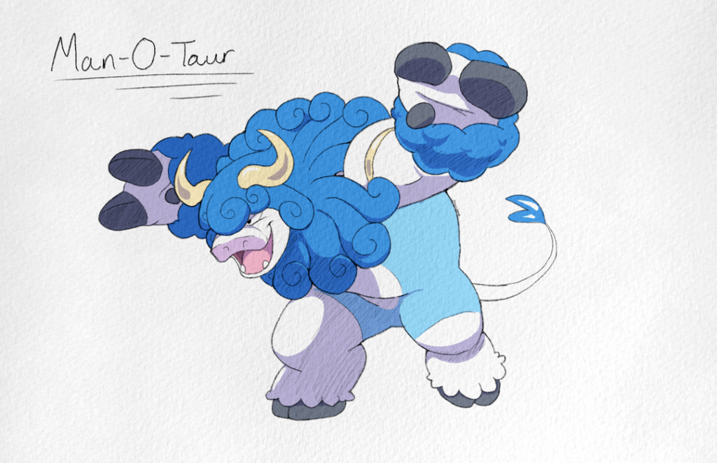Man-O-Taur - The Minotaur Fakemon (redesign + color)