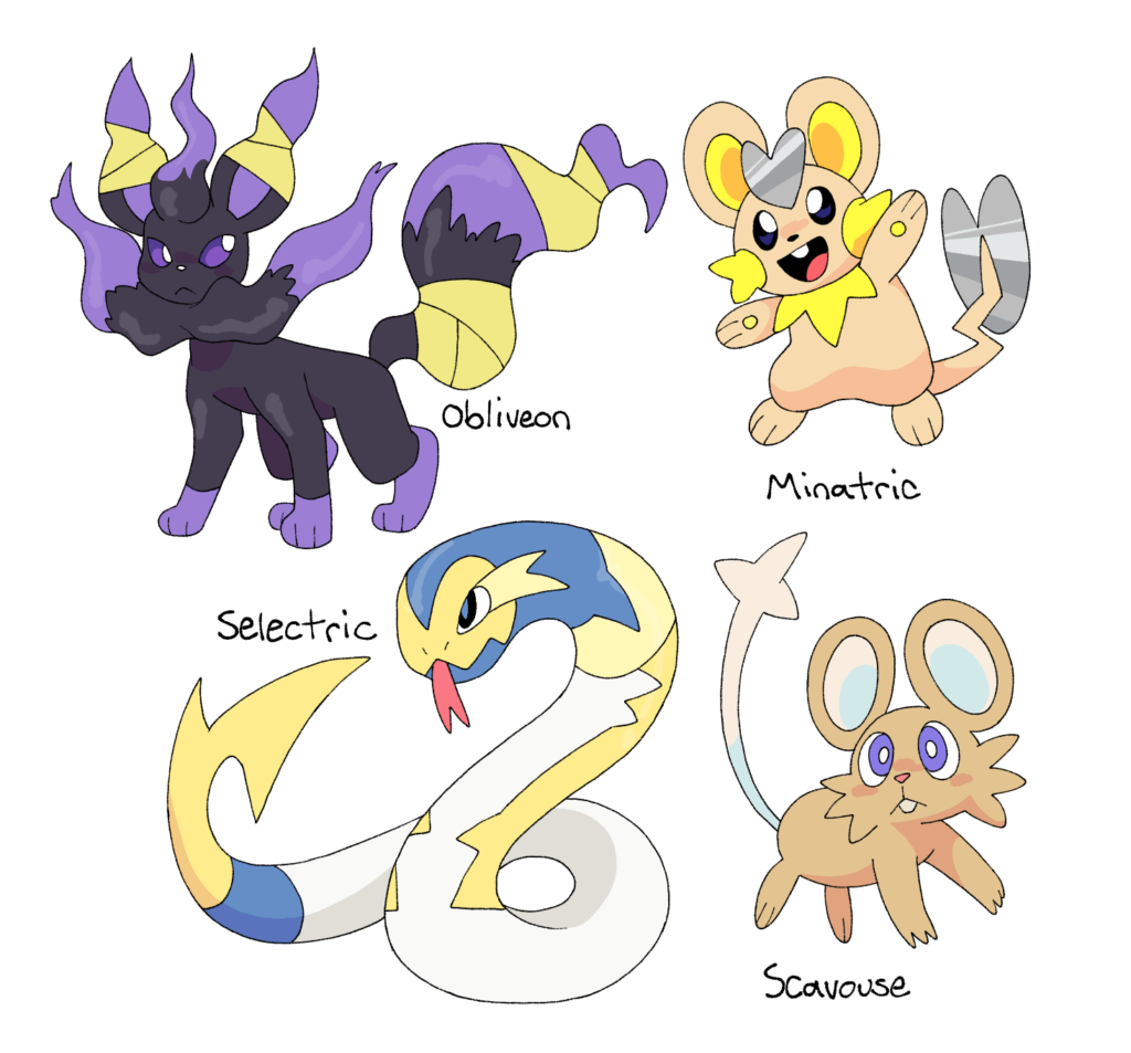 Drew some of my original fakemon