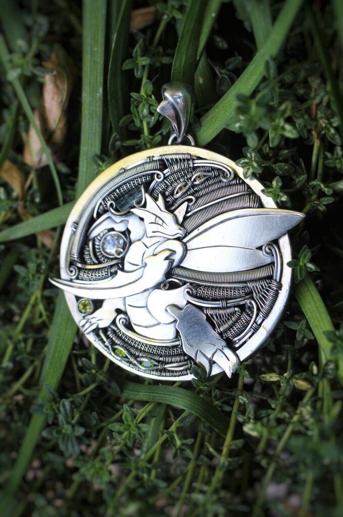 Me and a friend created this one of a kind scyther pendant! [OC]