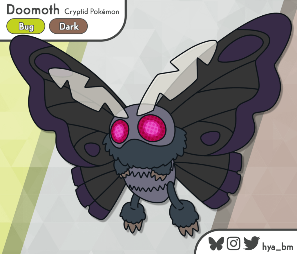 [OC] Venonat's variant got its own spooky evolution! 🦋💀 Happy Halloween!