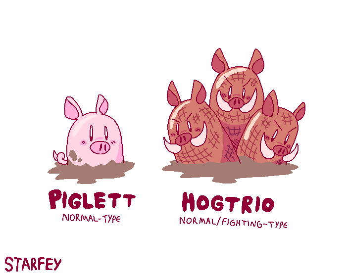 Funny idea I had for Diglett and Dugtrio variations called Piglett and Hogtrio
