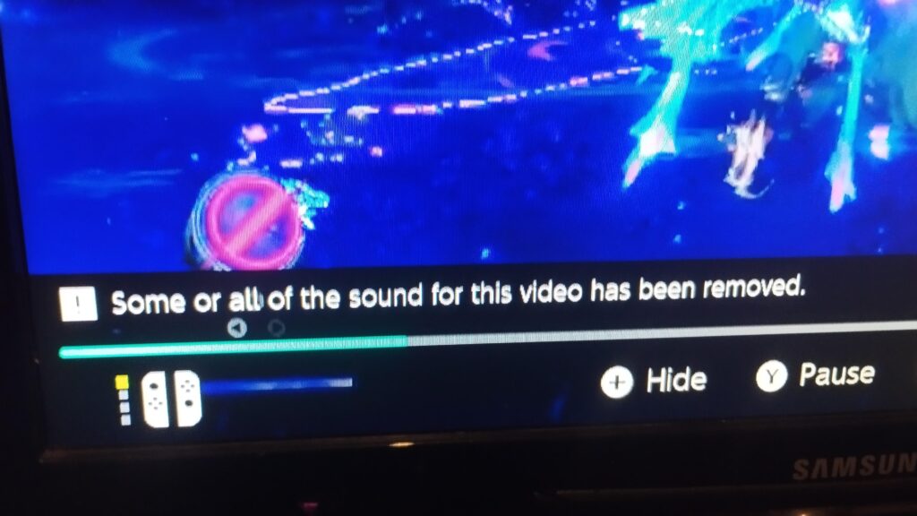 Switch recording says some or all audio may be removed