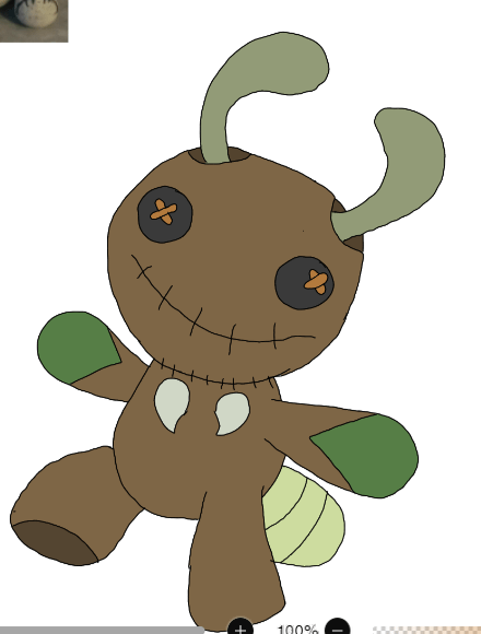 Made a voodoo doll pokemon thats a poison dark type! (poison is gonna be much more relevant in its evo)