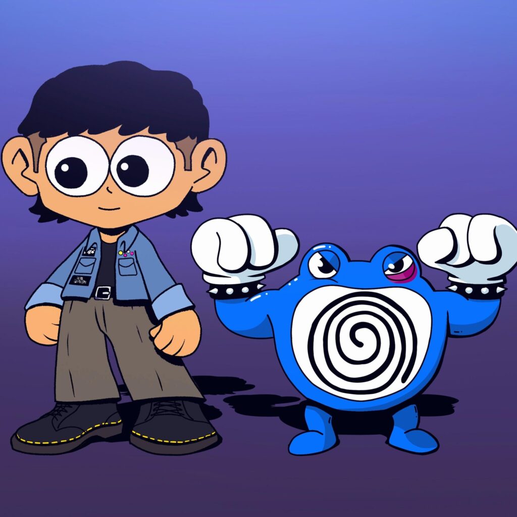 Poliwrath and me, in my style [OC]