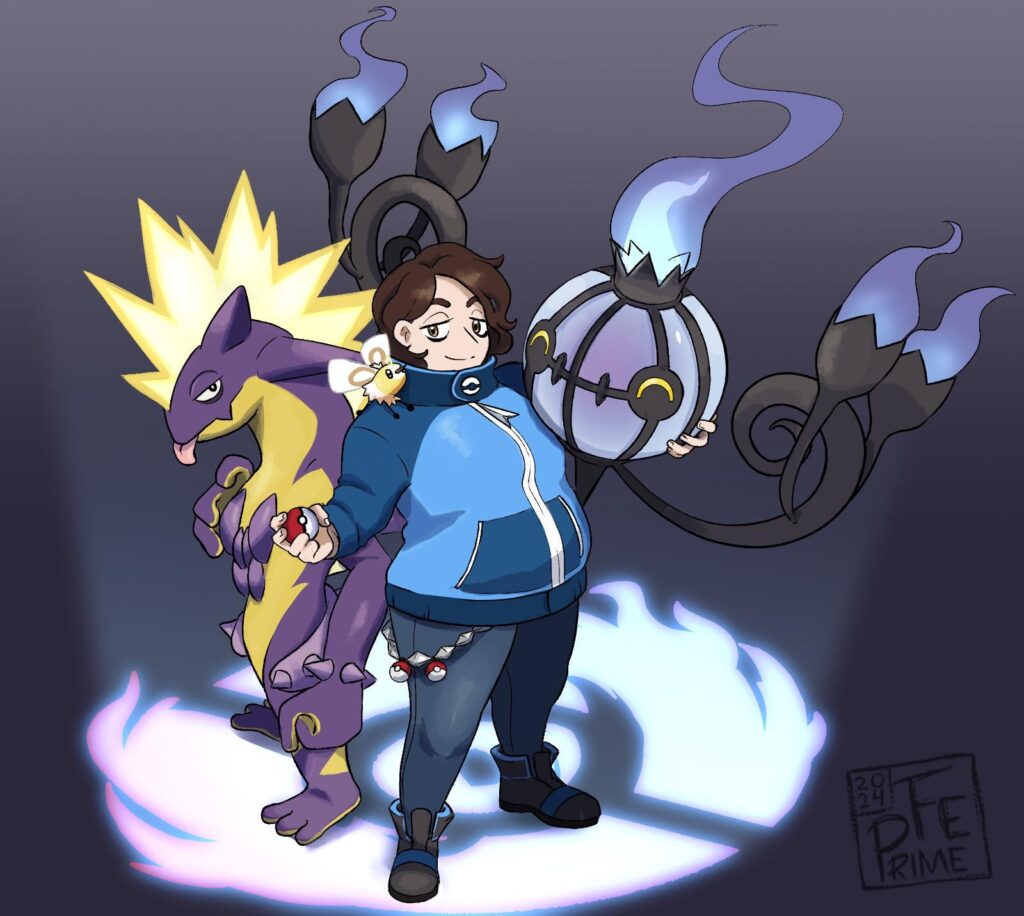 I tried designing myself as a Pokémon Trainer with my favorite Pokémon.