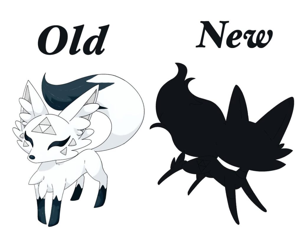 Meets my favorite fakemon I’ve made! Vixtri, Vixeflare, and Duonight. Normal, Ghost/Fire, and Normal/Dark types. Use Will-O-Wisp while holding a Forbidden tomb for the female evo, Level Jomomimp and Vixtri to 33 in the same party for the male evo.