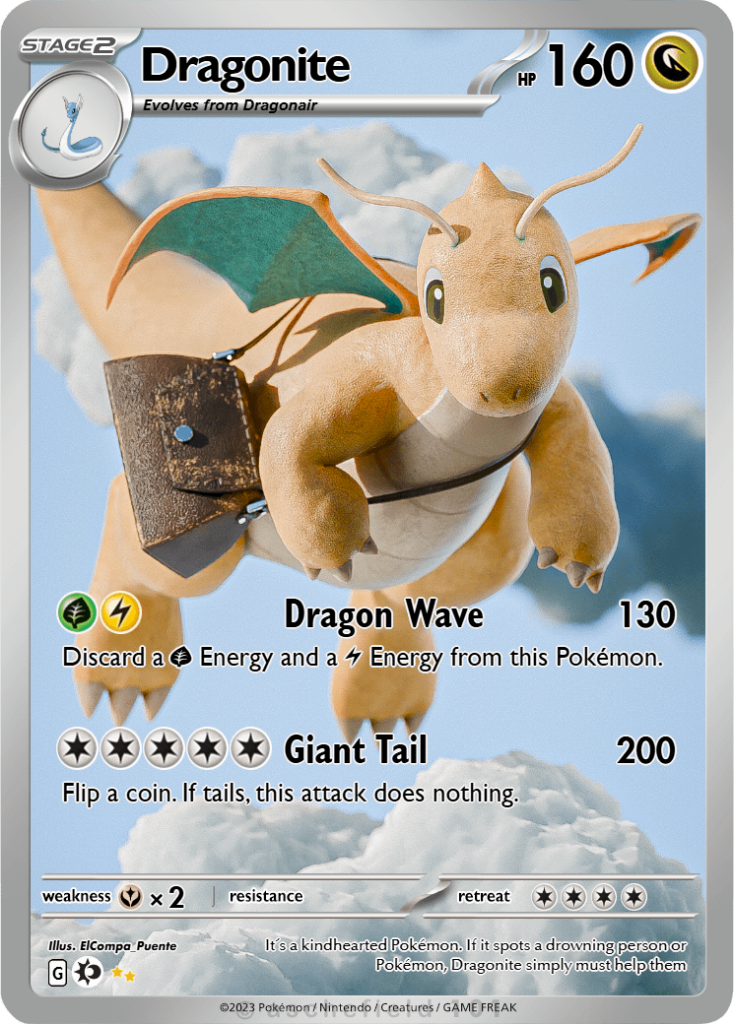 I made a Dragonite card based on a figure I modeled :)