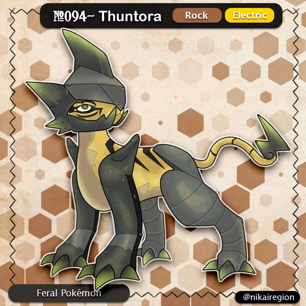Feral Rock Tiger Pokémon - Torakoishi Yokai Fakemon - Rock/Electric Pokemon Japanese Region - @nikairegion
