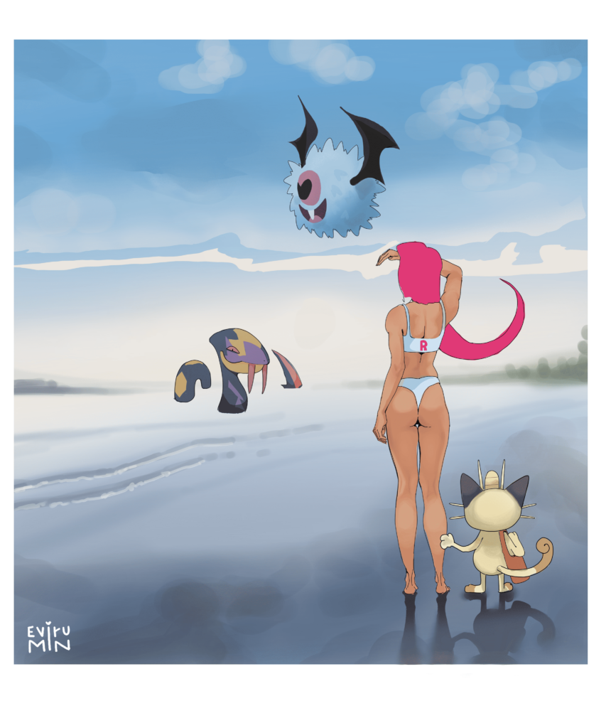 Jessie enjoying the beach with her little and not so little partners