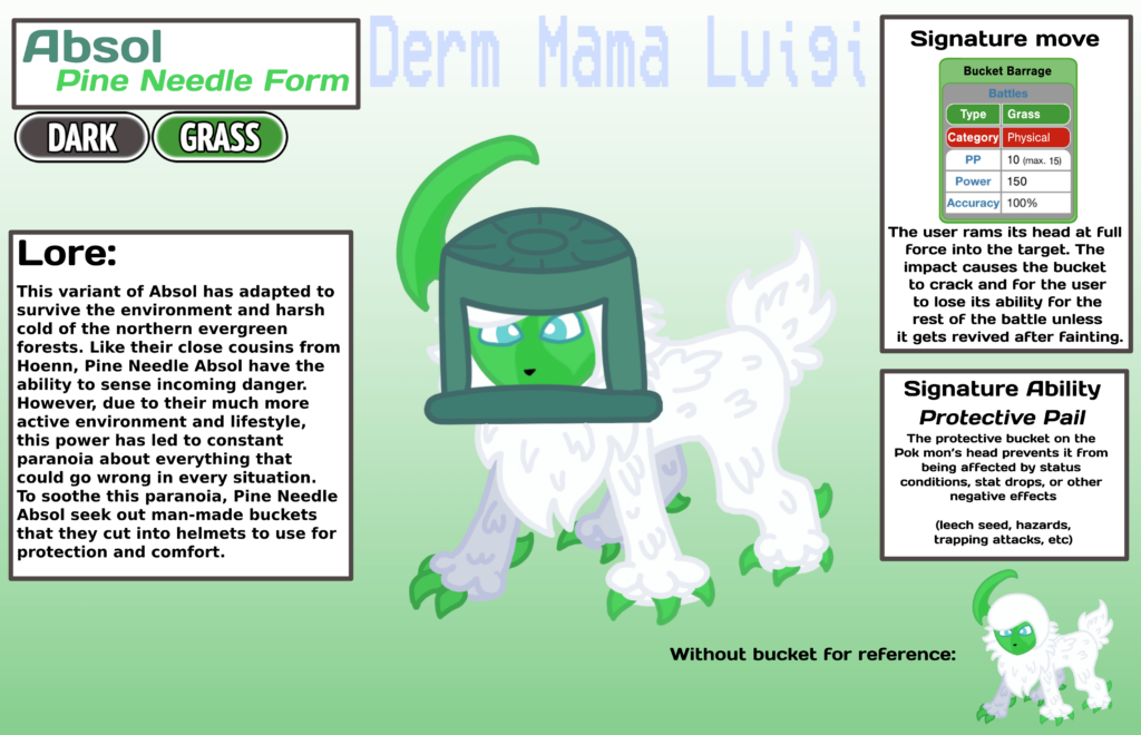 Part two of turning my friend’s oc's into new forms their favorite Pokémon! It was a ton of fun to turn a serious design into this scruffy little goof
