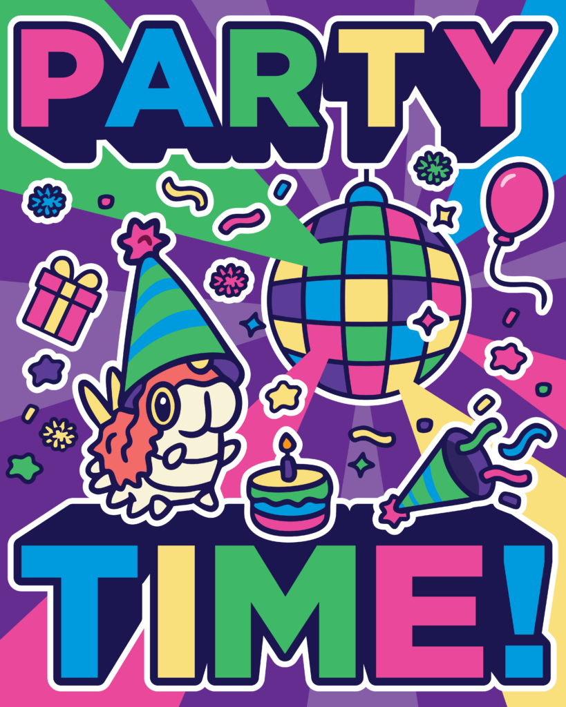 [OC] My wife's favorite Pokemon is Party Hat Wurmple so I made a poster for her