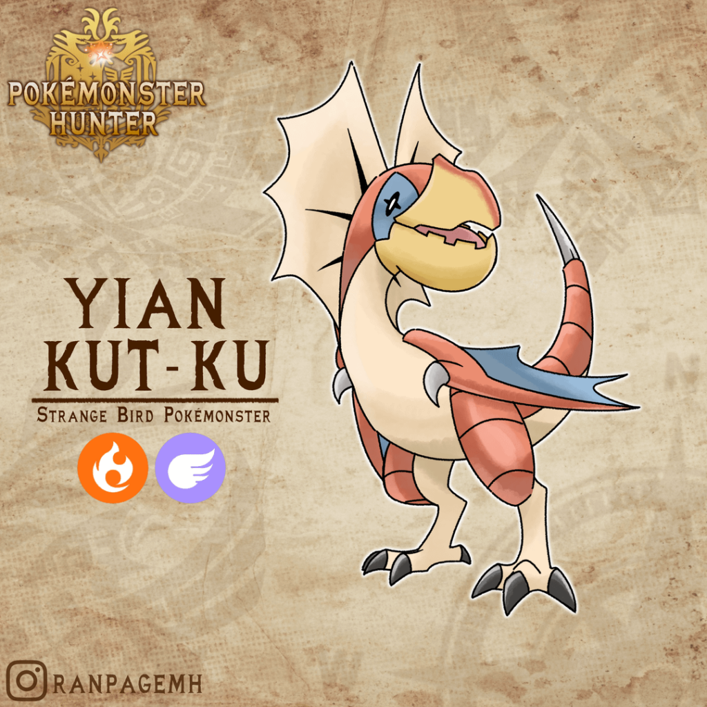 First addition to my Monster-Hunter based Pokémon project! Yian Kut-Ku!