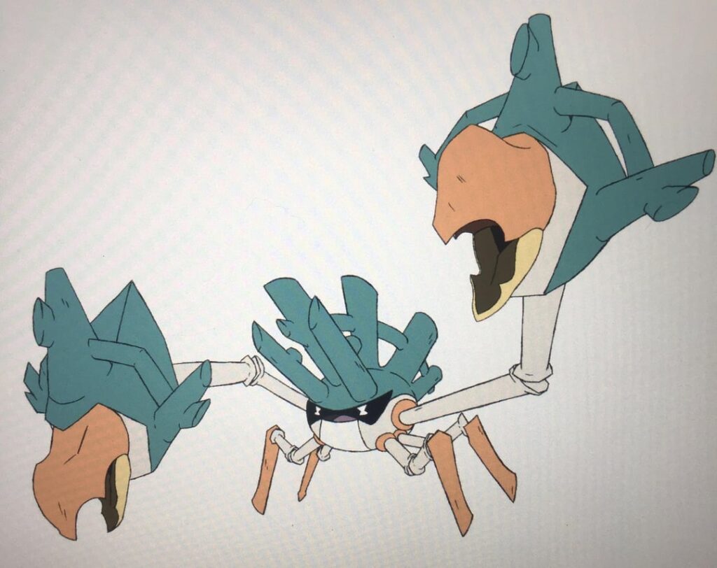 (OC) Crawstinider, the Coral Crab Pokémon.