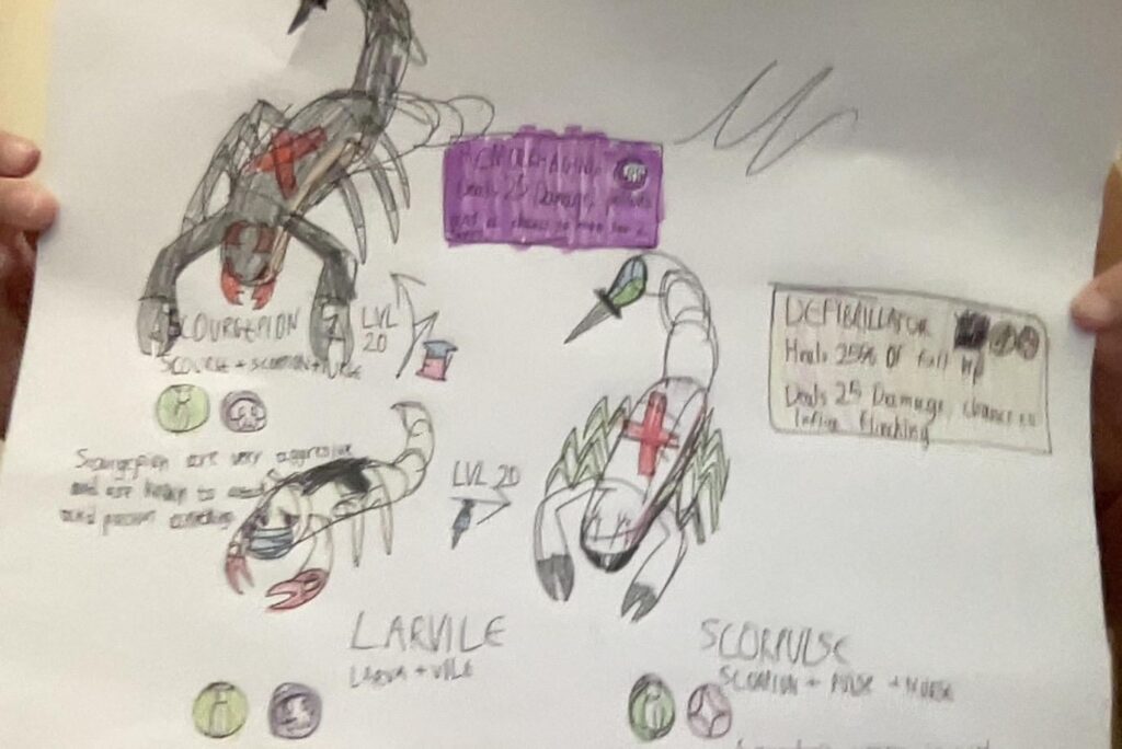 my fakemon line, larvile, scorpulse and scourgepion