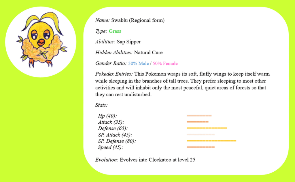 Swablu regional forms and evolutions!