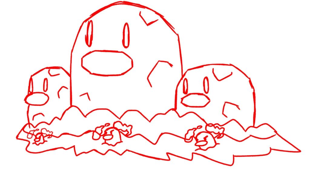 (Concept) Ok, someone has probably already had this idea. Here's a Gigantamax form of Dugtrio, where the three Diglett remain small but gain three Diglett-shaped mountains as supports, similar to JoJo's Stands