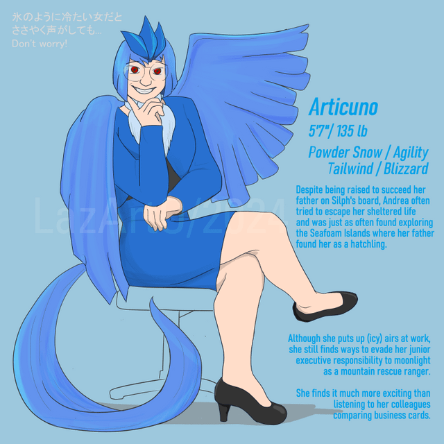 [OC] Legendary Bird gijinka around a (vaguely) 1980s theme.
