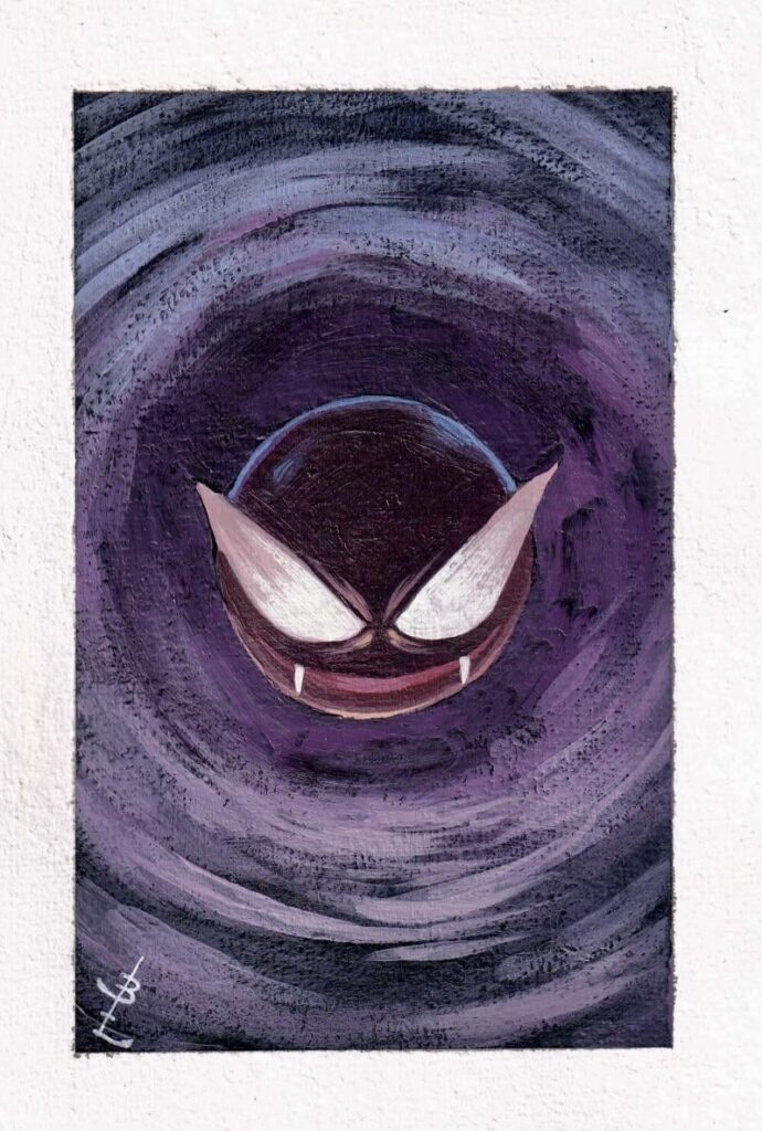 Gastly, original fanart done with acrylics
