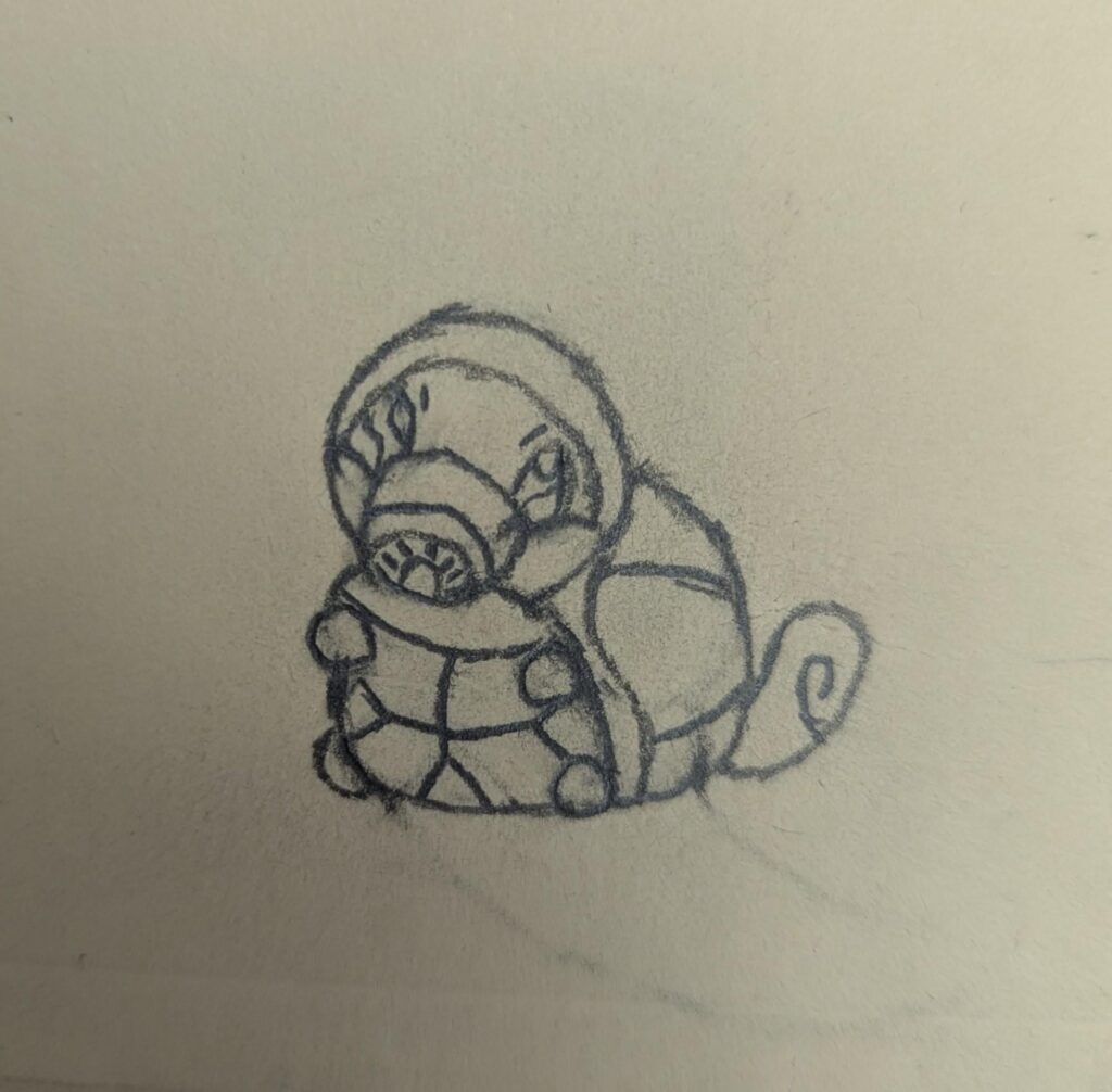 squirtle with a gas mask on