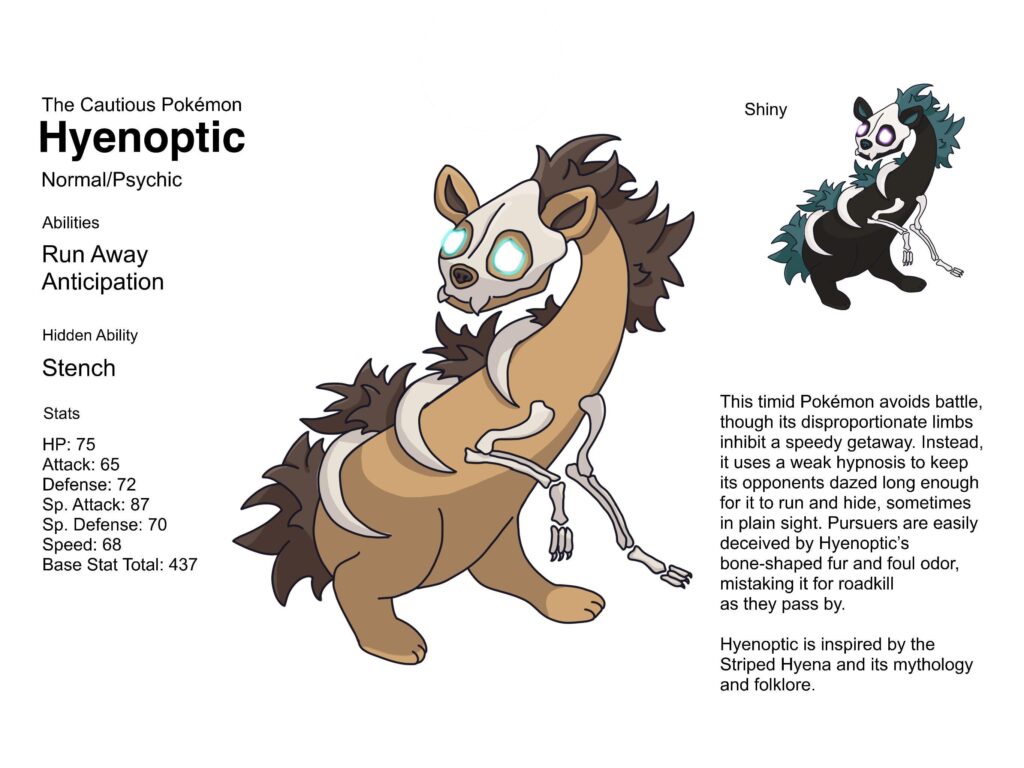 my first finished fakemon, Hyenoptic