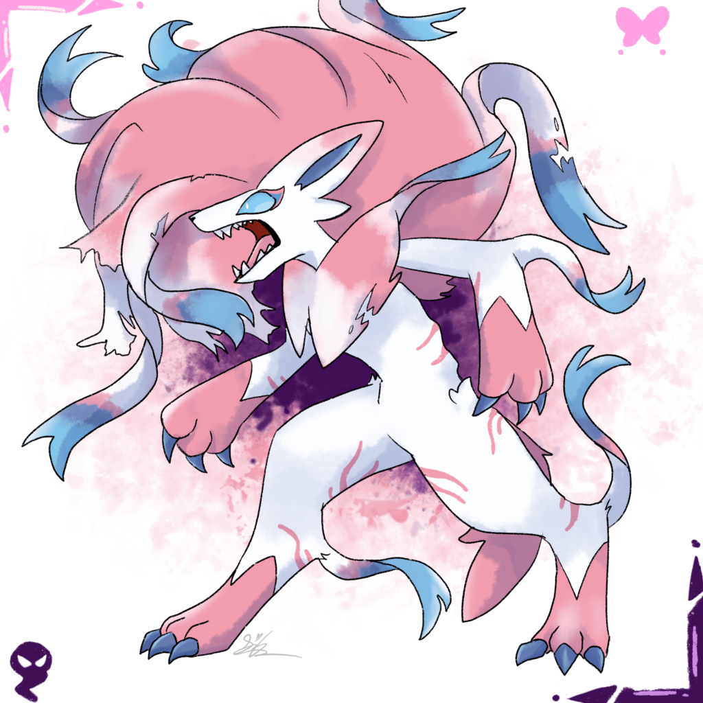 What if I Sylveoned your Hisuian Zoroark :) (I had fun with this drawing- what do you think about this fusion?)