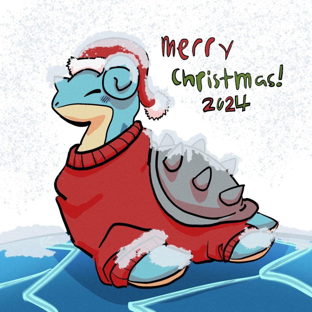 Quick doodle of a christmas lapras