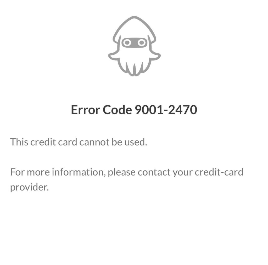 Error code 9001-2470