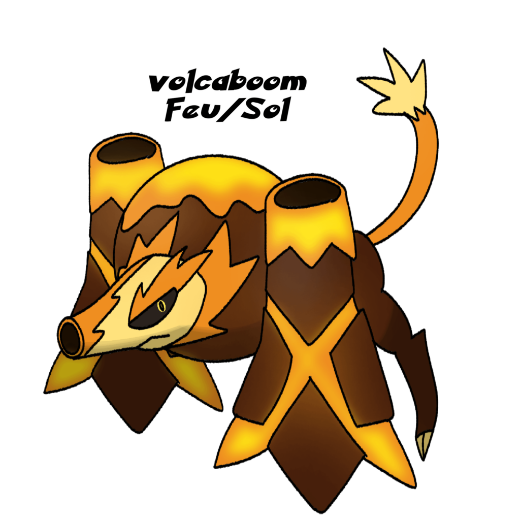 Volcaboom, Fire/ground, the canon pokemon