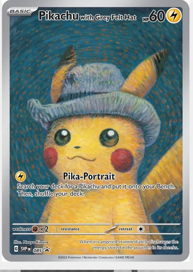 What’s going on with the Pikachu with grey felt hat ?