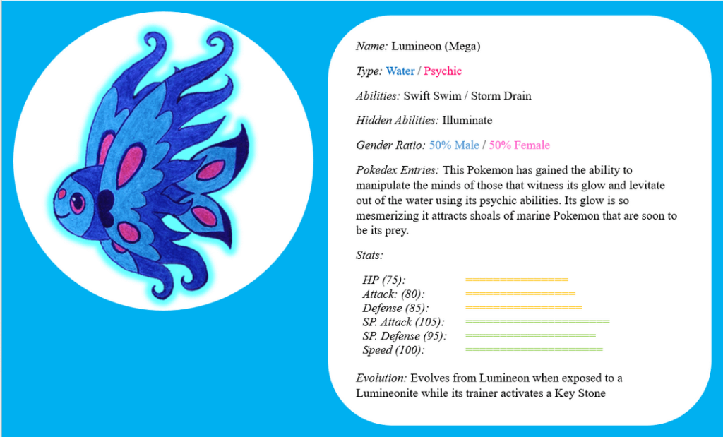 Mega Lumineon: based on lionfish, masquerades and betta fish