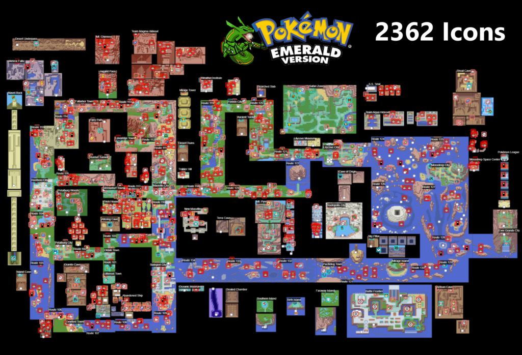 Pokemon Emerald Interactive Map: 2362 icons to collect! All hidden items, Pokémon, battles and more