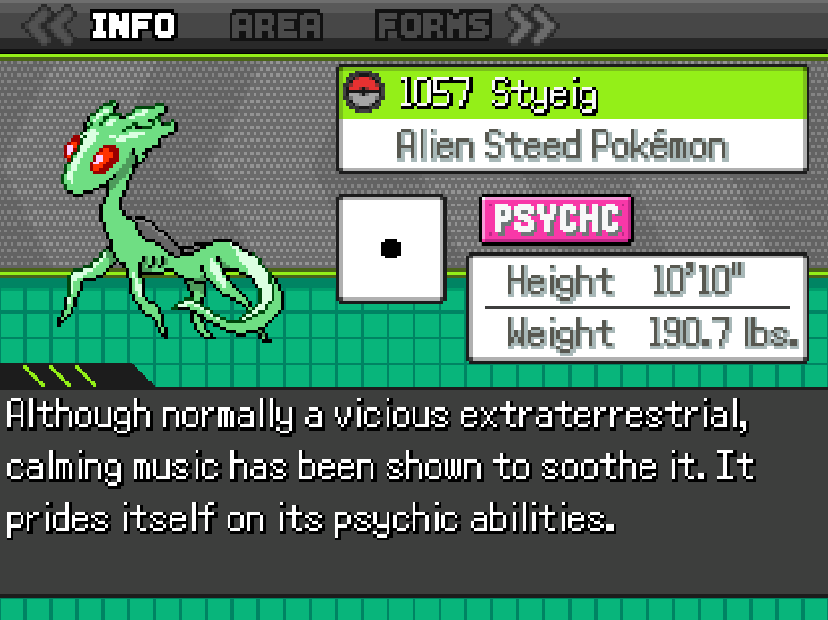 Styeig - Alien Steed Pokemon