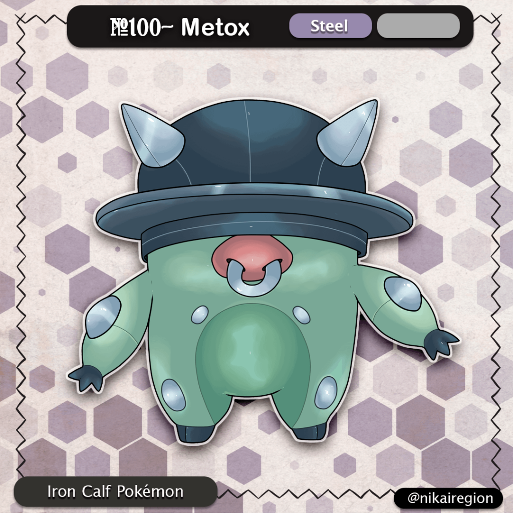 Iron Ox Pokémon - Narigama Yokai Japanese Fakemon - Steel Pokemon - @nikairegion