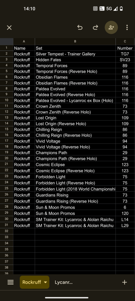 Need help with Rockruff / Lycanroc Masterset