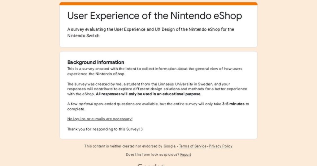 Survey about the User Experience of the Nintendo eShop
