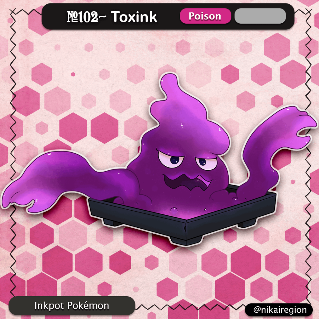 Ink Japanese Stone Pokémon - Poison Suzuri Stone Fakemon - Yokai Japan Pokemon Region - @nikairegion
