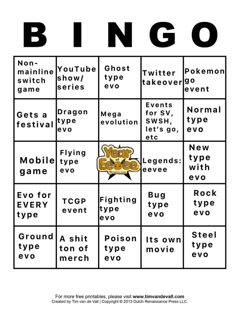 Since we’re entering the year of eevee, I made this bingo for it