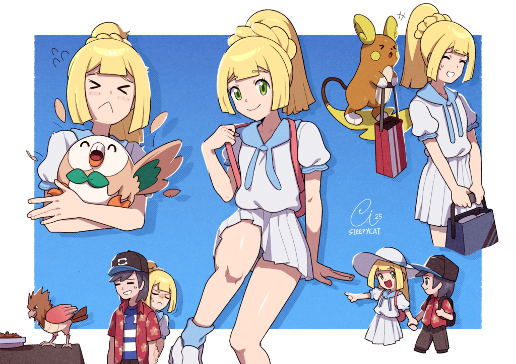 (OC) Lillie with Pokémons!