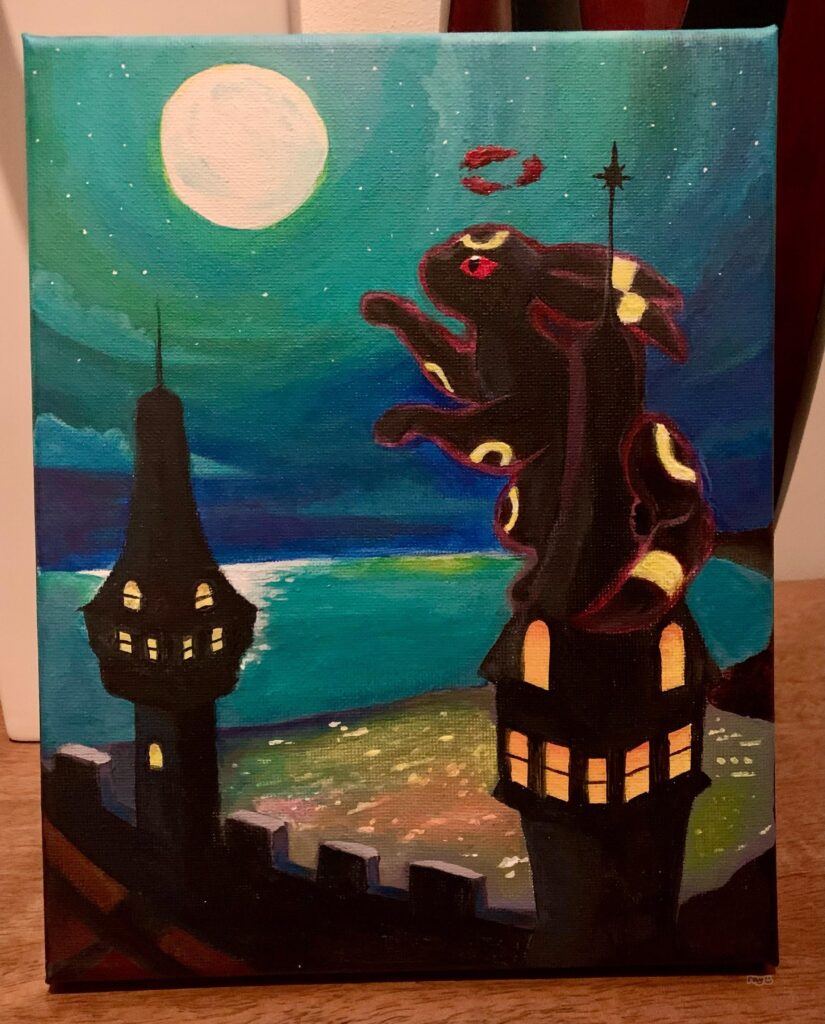 not sure if this is the right sub, but i painted moonbreon!! (tried my best, at least haha)