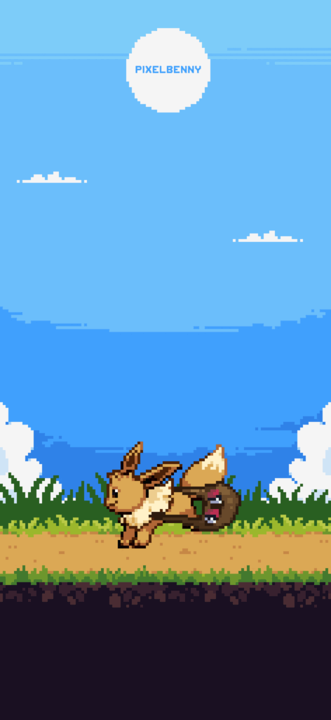 Eevee delivering Pokeballs - Animated Phone Wallpaper